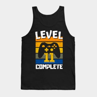 Level 11 Complete 11th Birthday Retro Gaming Kids Tank Top